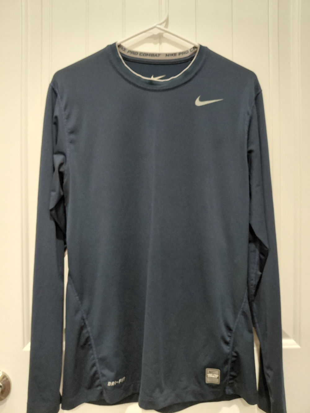 Nike Men’s Long-Sleeve Dri-FIT Crew Shirt - Slate Blue with White Swoosh #0906